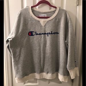 Champion Gray Cream Crew Neck Sweatshirt 2XL